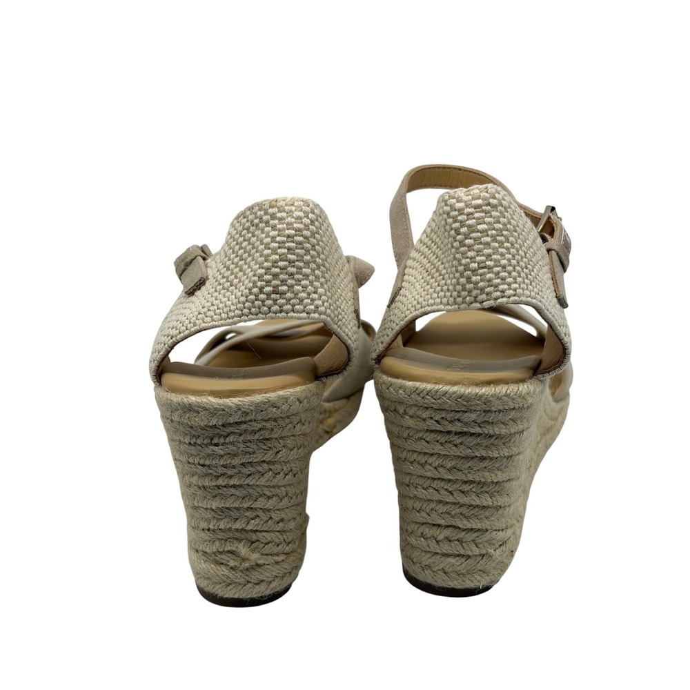 Nine West Joydyn Taupe Beige Cross Strap Espadrille Wedge Sandals Women's 9.5M - Picture 6 of 9